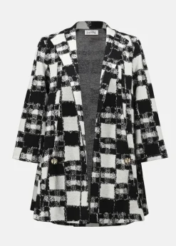 Joseph Ribkoff - Jacquard Sweater Plaid Print A-Line Jacket