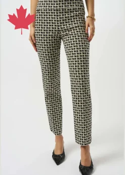 Joseph Ribkoff - Jacquard Geometric Print Straight Pull-On Pants