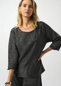 Joseph Ribkoff - Pleated Satin Boxy Top