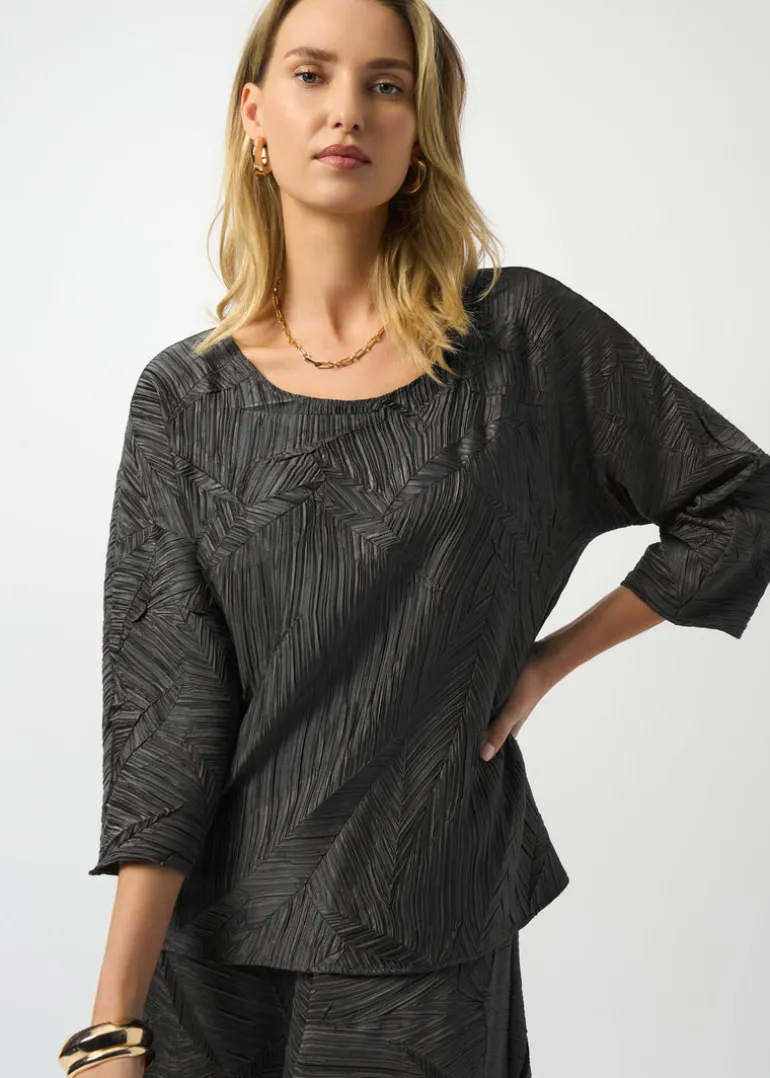 Joseph Ribkoff - Pleated Satin Boxy Top