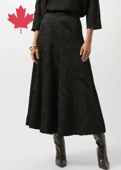 Joseph Ribkoff - Pleated Satin Long Flared Skirt