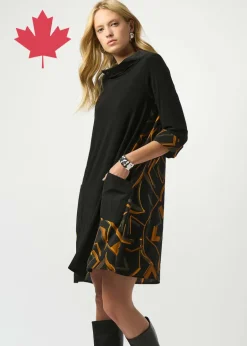 Joseph Ribkoff - Recycled Woven Abstract Print And Silky Knit Dress