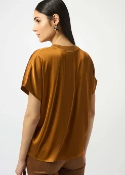 Joseph Ribkoff - Satin Boxy Top with Rib Trim