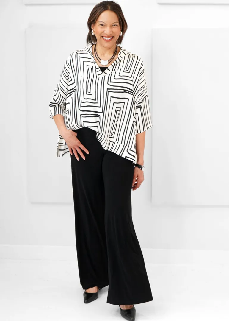 Joseph Ribkoff - Satin Geometric Print Boxy Top