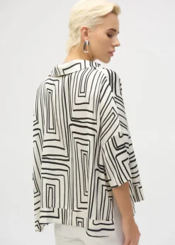 Joseph Ribkoff - Satin Geometric Print Boxy Top