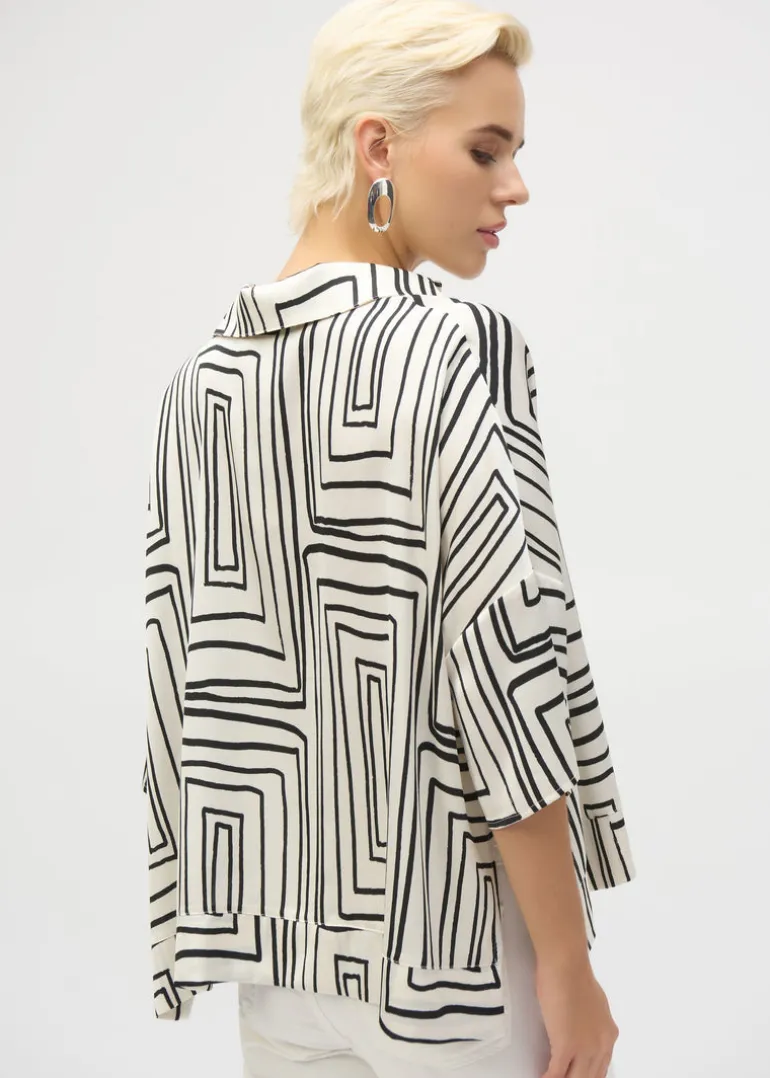 Joseph Ribkoff - Satin Geometric Print Boxy Top