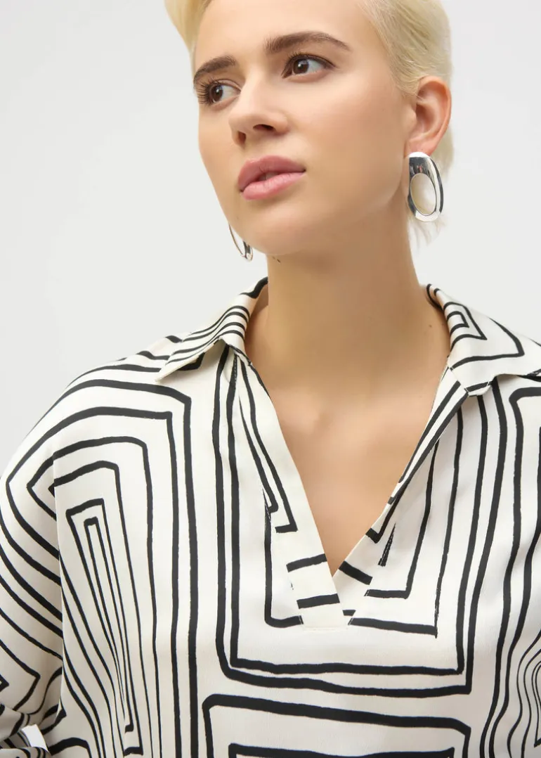 Joseph Ribkoff - Satin Geometric Print Boxy Top