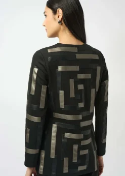 Joseph Ribkoff - Scuba & Leatherette Collarless Jacket