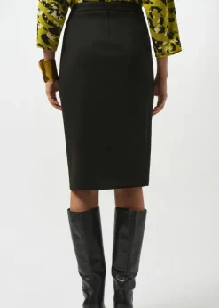 Joseph Ribkoff - Scuba Suede And Leatherette Pencil Skirt