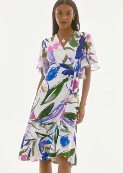 Joseph Ribkoff - Signature Silky Knit And Chiffon Floral Wrap Dress