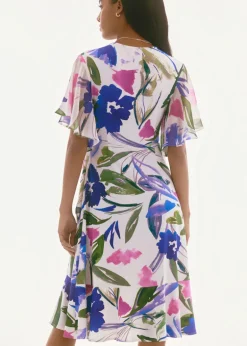 Joseph Ribkoff - Signature Silky Knit And Chiffon Floral Wrap Dress