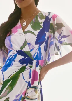 Joseph Ribkoff - Signature Silky Knit And Chiffon Floral Wrap Dress