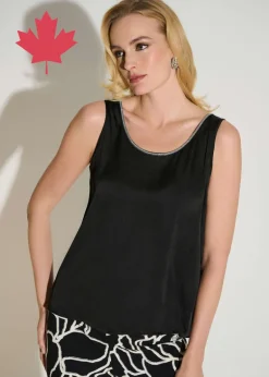 Joseph Ribkoff - Signature Recycled Satin Top with Rhinestone Trim