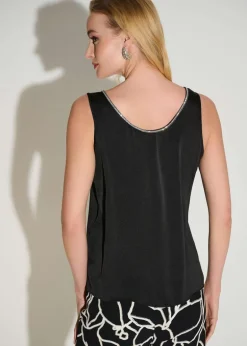 Joseph Ribkoff - Signature Recycled Satin Top with Rhinestone Trim