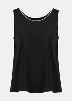 Joseph Ribkoff - Signature Recycled Satin Top with Rhinestone Trim