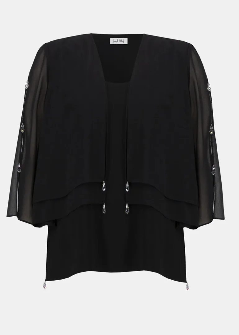 Joseph Ribkoff - Signature Layered Chiffon 2 piece set with Rhinestone Detail