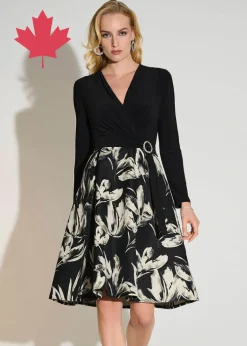 Joseph Ribkoff - Signature Silky Knit & Jacquard Floral Fit and Flare Dress