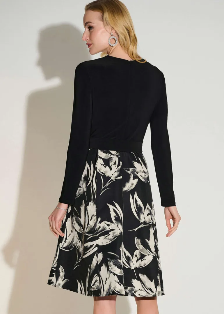 Joseph Ribkoff - Signature Silky Knit & Jacquard Floral Fit and Flare Dress