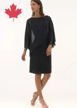 Joseph Ribkoff - Signature Cascade & Chiffon Sheath Dress