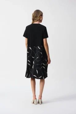 Joseph Ribkoff - Silky Knit Geometric Print Trapeze Dress