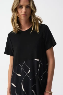 Joseph Ribkoff - Silky Knit Geometric Print Trapeze Dress