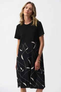 Joseph Ribkoff - Silky Knit Geometric Print Trapeze Dress