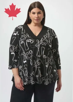 Joseph Ribkoff - Silky Knit Face Print Flared Top