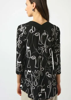 Joseph Ribkoff - Silky Knit Face Print Flared Top