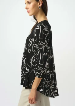 Joseph Ribkoff - Silky Knit Face Print Flared Top