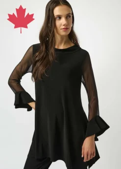 Joseph Ribkoff - Silky Knit and Mesh Handkerchief Tunic