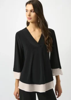 Joseph Ribkoff - Silky Knit & Georgette Colour Block Flared Top