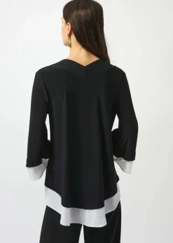 Joseph Ribkoff - Silky Knit & Georgette Colour Block Flared Top