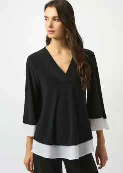 Joseph Ribkoff - Silky Knit & Georgette Colour Block Flared Top