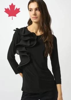 Joseph Ribkoff - Silky Knit Fitted Ruffled Top