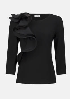 Joseph Ribkoff - Silky Knit Fitted Ruffled Top
