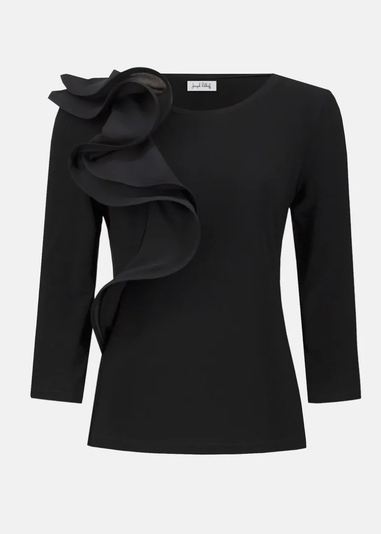 Joseph Ribkoff - Silky Knit Fitted Ruffled Top