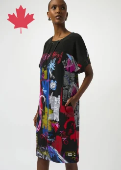 Joseph Ribkoff - Silky Knit Wording Print Straight Dress