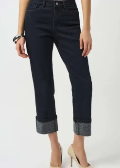 Joseph Ribkoff - Straight Crop Stretch Jeans with Turned Hem