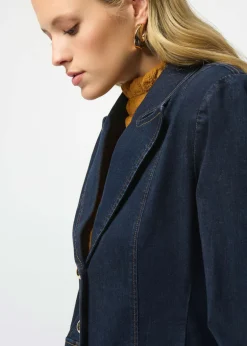 Joseph Ribkoff - Stretch Denim Fitted Blazer with Gold Buttons