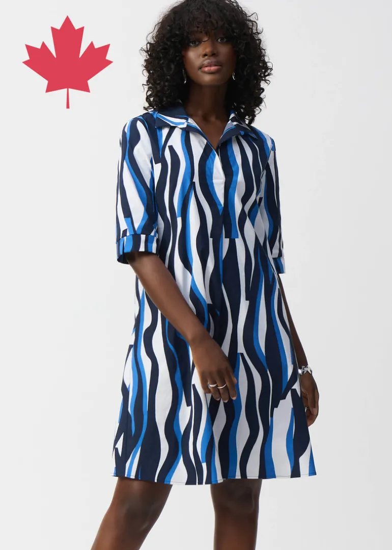 Joseph Ribkoff - Stretch Poplin Trapeze Shirt Dress