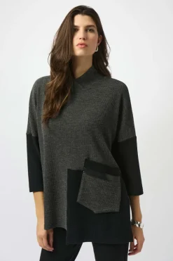 Joseph Ribkoff - Textured Knit Color Block Boxy Top