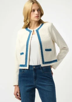 Joseph Ribkoff - Woven Bouclé Straight Jacket With Denim Trim