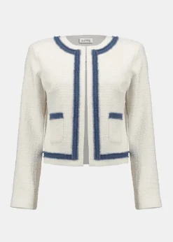 Joseph Ribkoff - Woven Bouclé Straight Jacket With Denim Trim