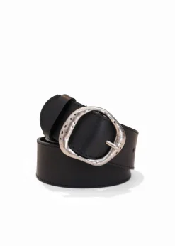 Landes - Hammered Buckle Leather Belt