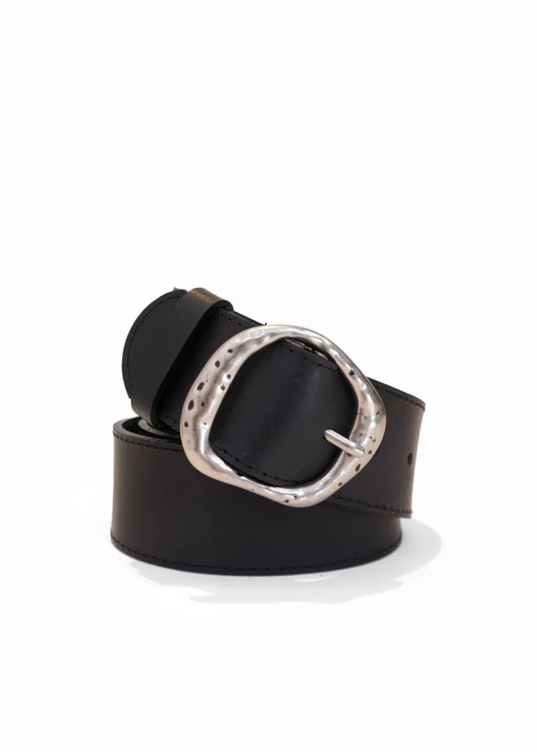 Landes - Hammered Buckle Leather Belt