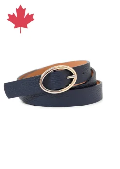 Landes - Oval Buckle Slim Leather Belt