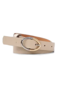 Landes - Oval Buckle Slim Leather Belt
