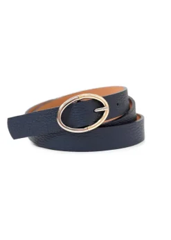Landes - Oval Buckle Slim Leather Belt