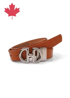 Landes - Stud Buckle Slim Leather Belt