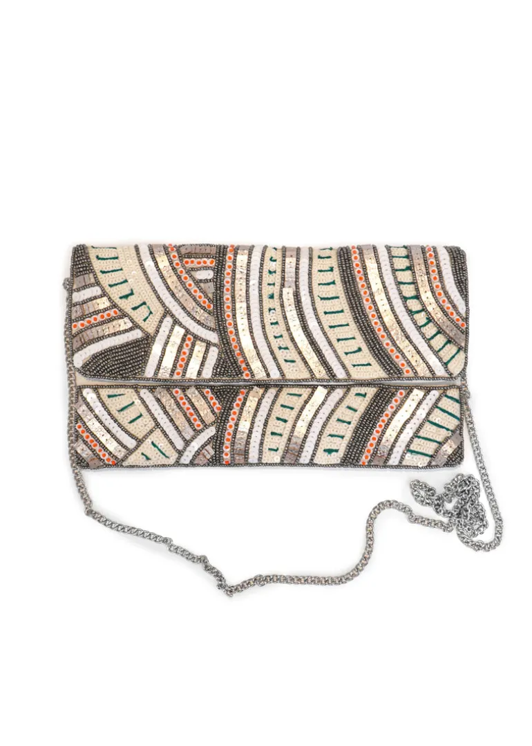 LCD - Beaded & Sequin Lines Clutch Bag